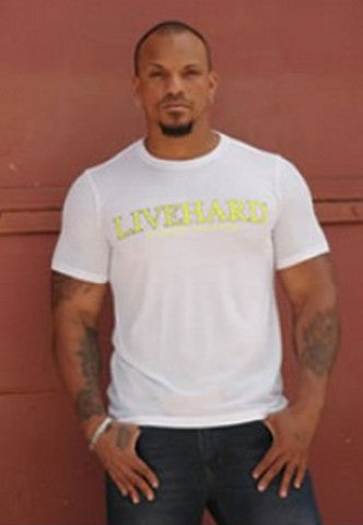 LIVEHARD Registered Trademark White T-Shirt w/ Lime Lettering