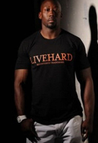 LiveHard Registered Trademark Black T-shirt w/ Orange Lettering