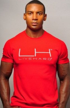 LiveHard Red Crew Neck/ White Lettering T-Shirt